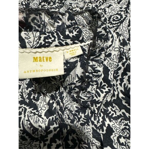 Anthropologie Maeve Marya Tiered black white ruffle shift dress pocket maxi dres - Picture 8 of 14